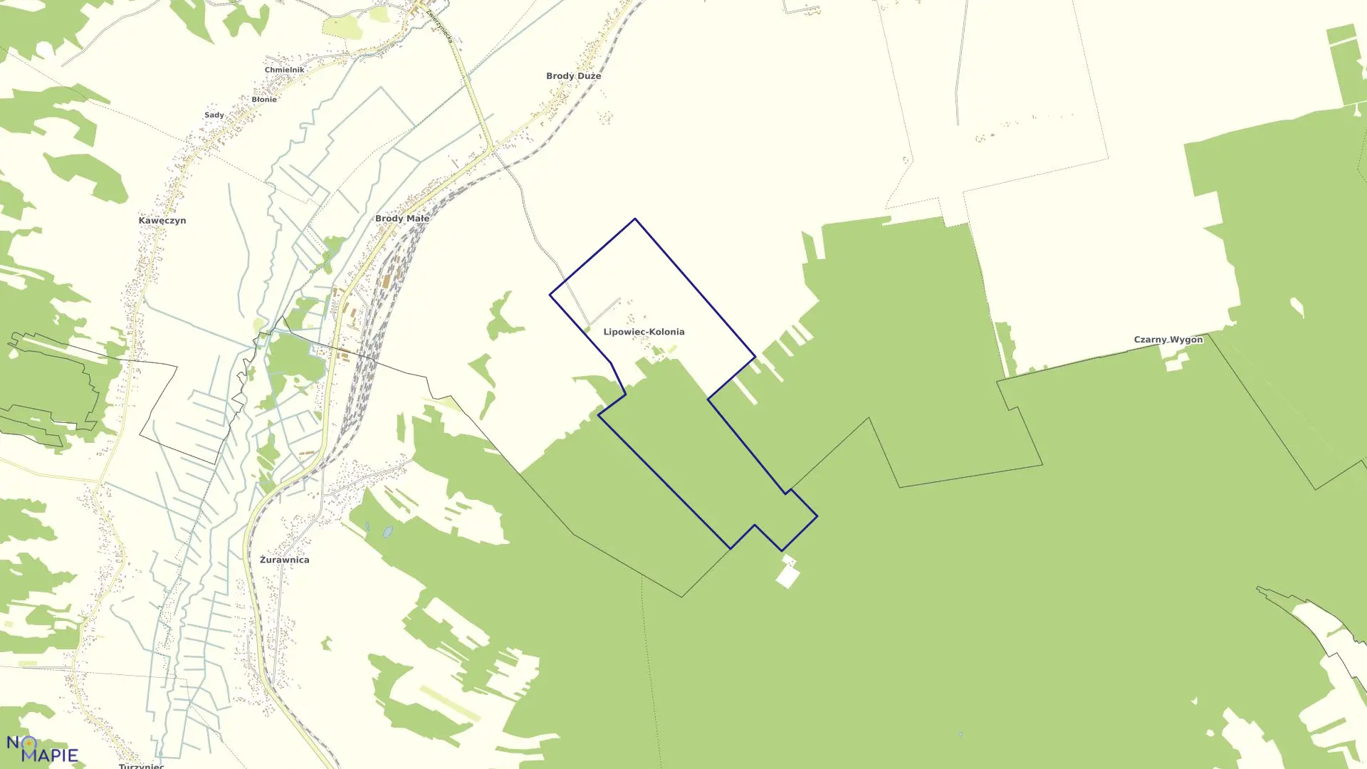 Mapa obrębu Kolonia Lipowiec w gminie Szczebrzeszyn