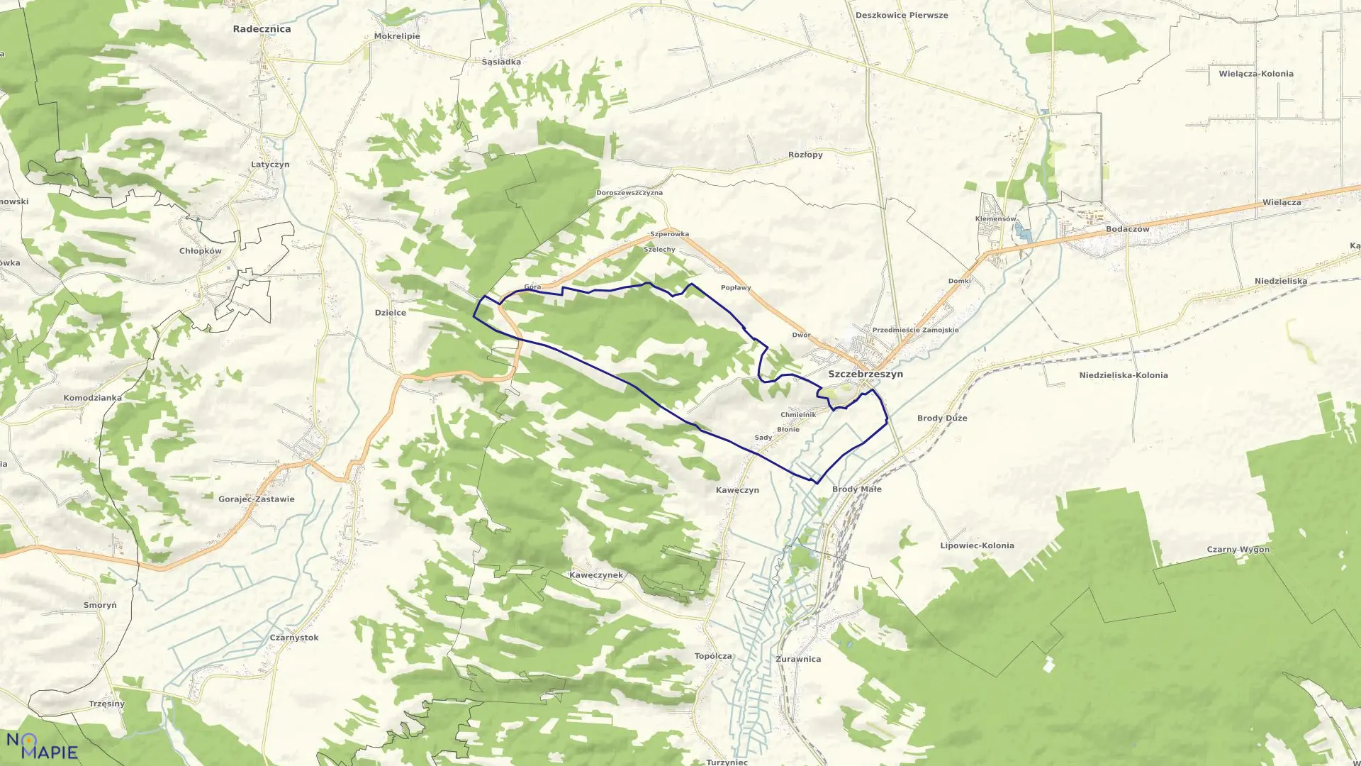 Mapa obrębu Przedmieście Błonie w gminie Szczebrzeszyn